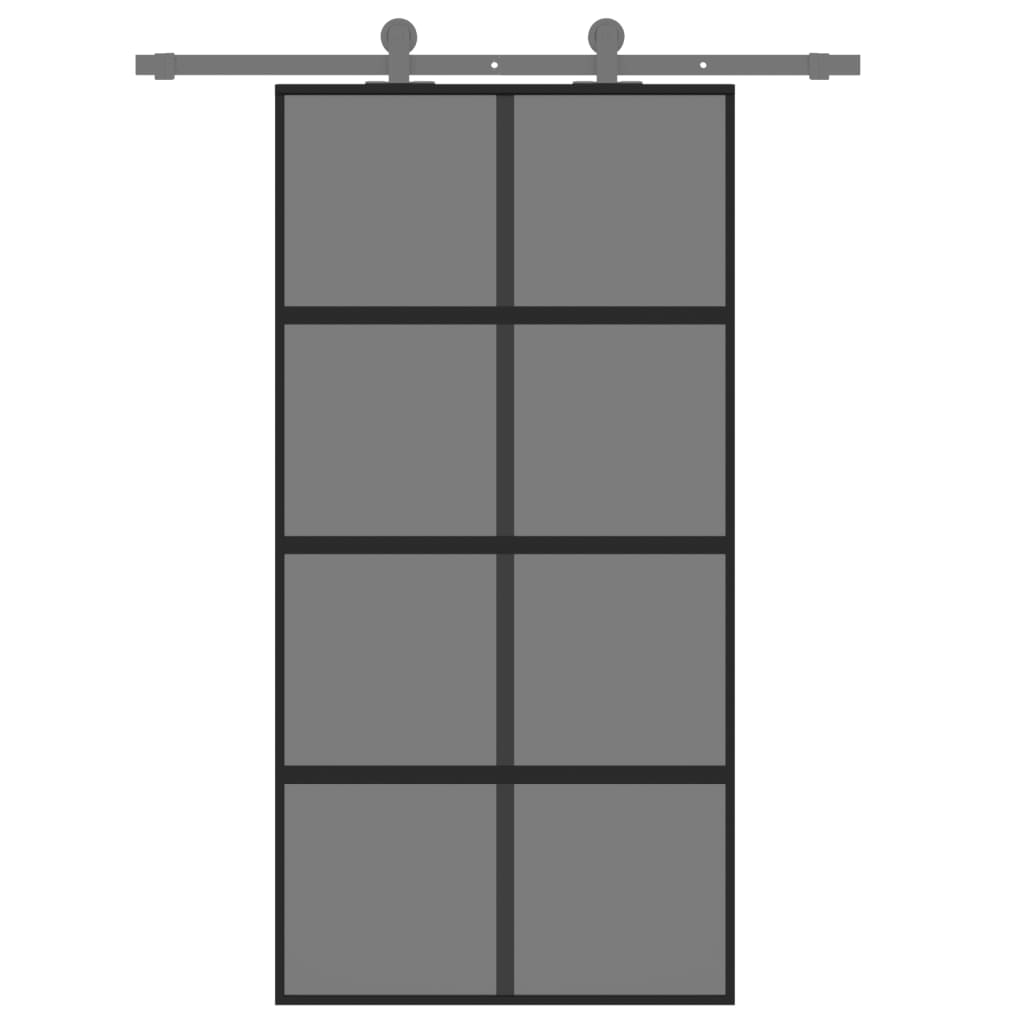 Schiebetür Schwarz 102,5x205 cm Hartglas und Aluminium