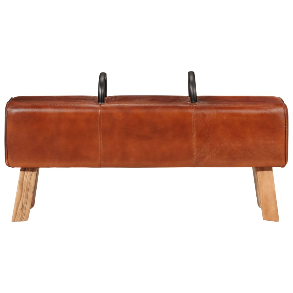Bench Turnbock design brown 110 cm genuine leather