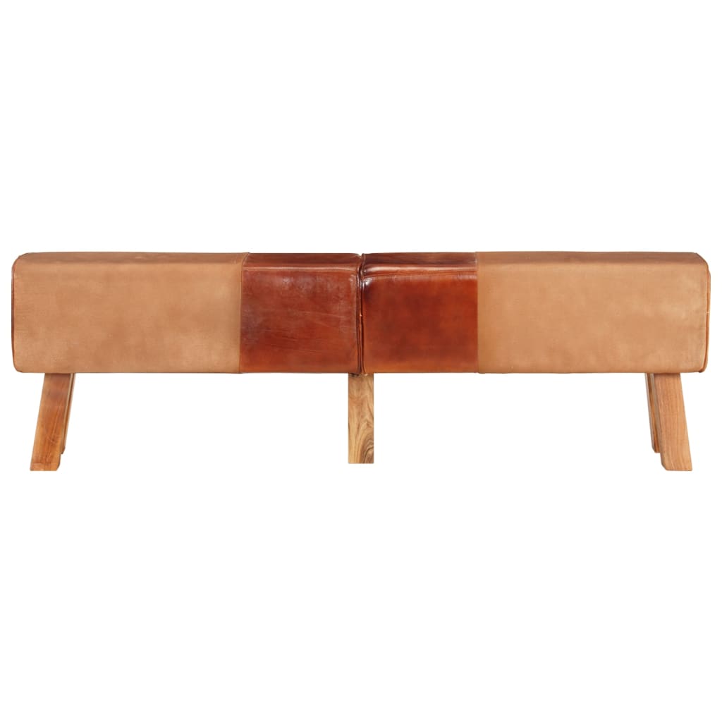 Bench Turnbock design brown 160 cm genuine leather and canvas