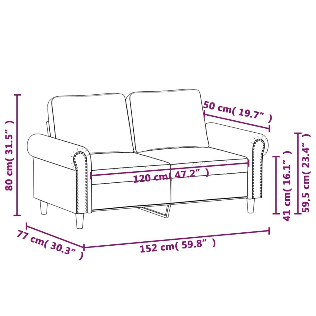 2-seater sofa cream 120 cm faux leather