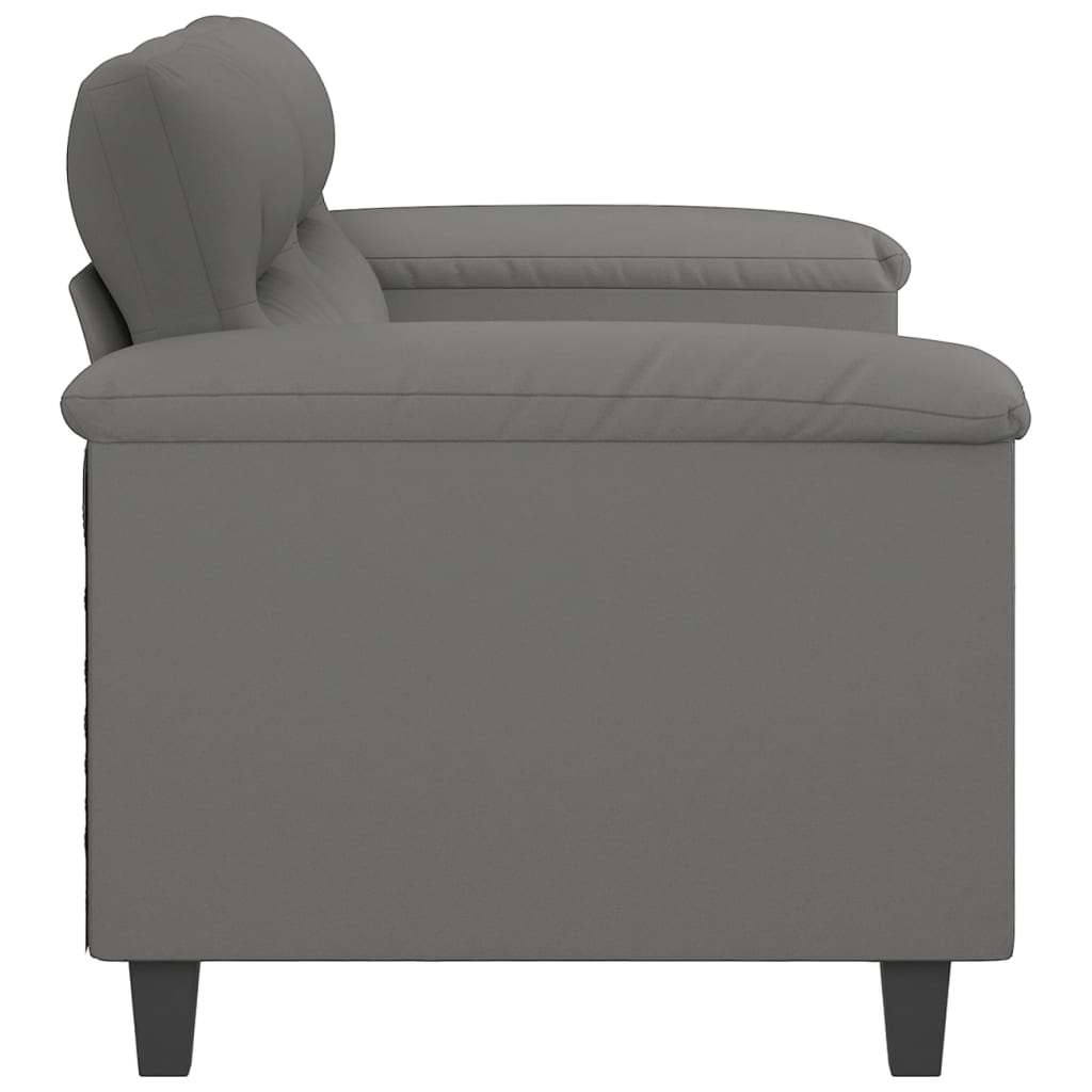 2-seater sofa dark gray 140 cm microfiber fabric