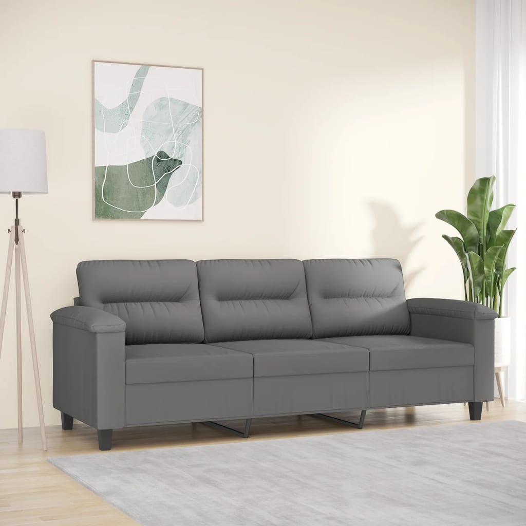 3-Sitzer-Sofa Dunkelgrau 180 cm Mikrofasergewebe