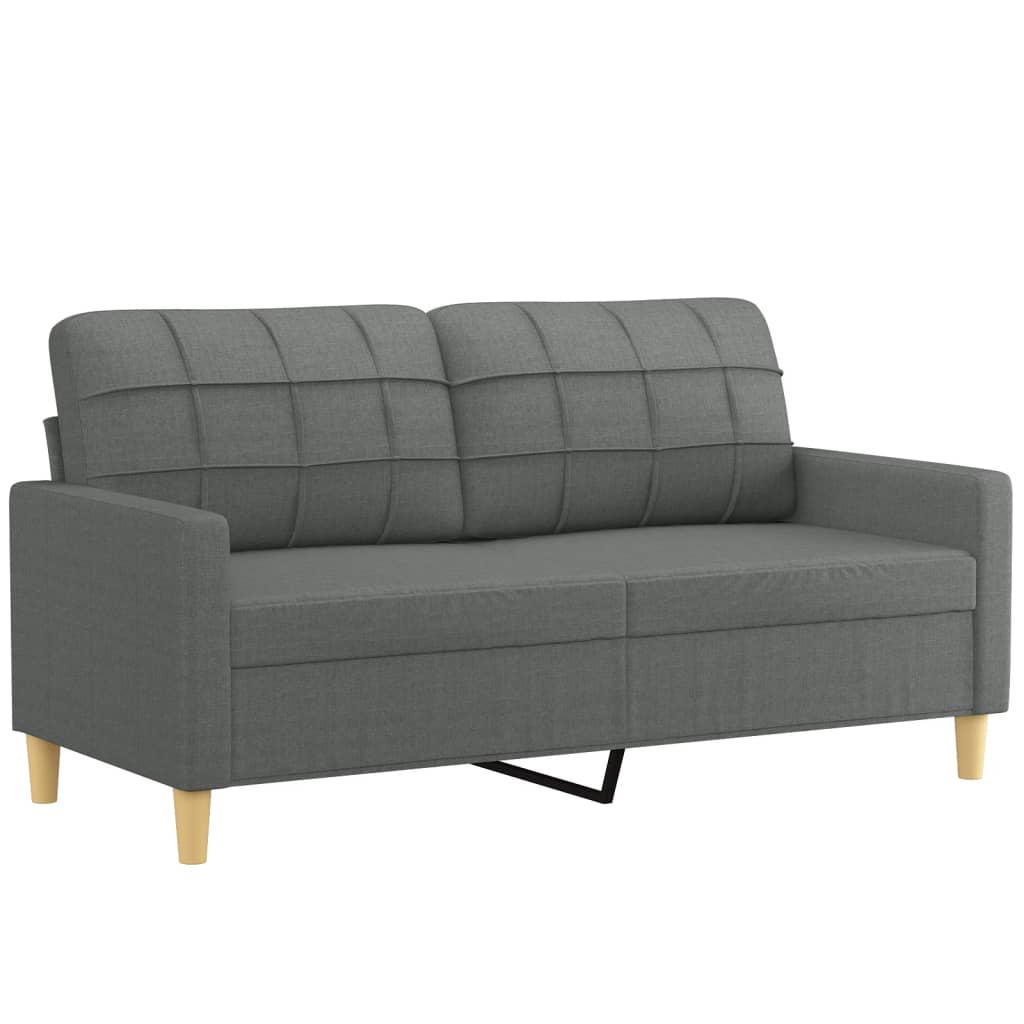 2 seater sofa dark gray 140 cm fabric
