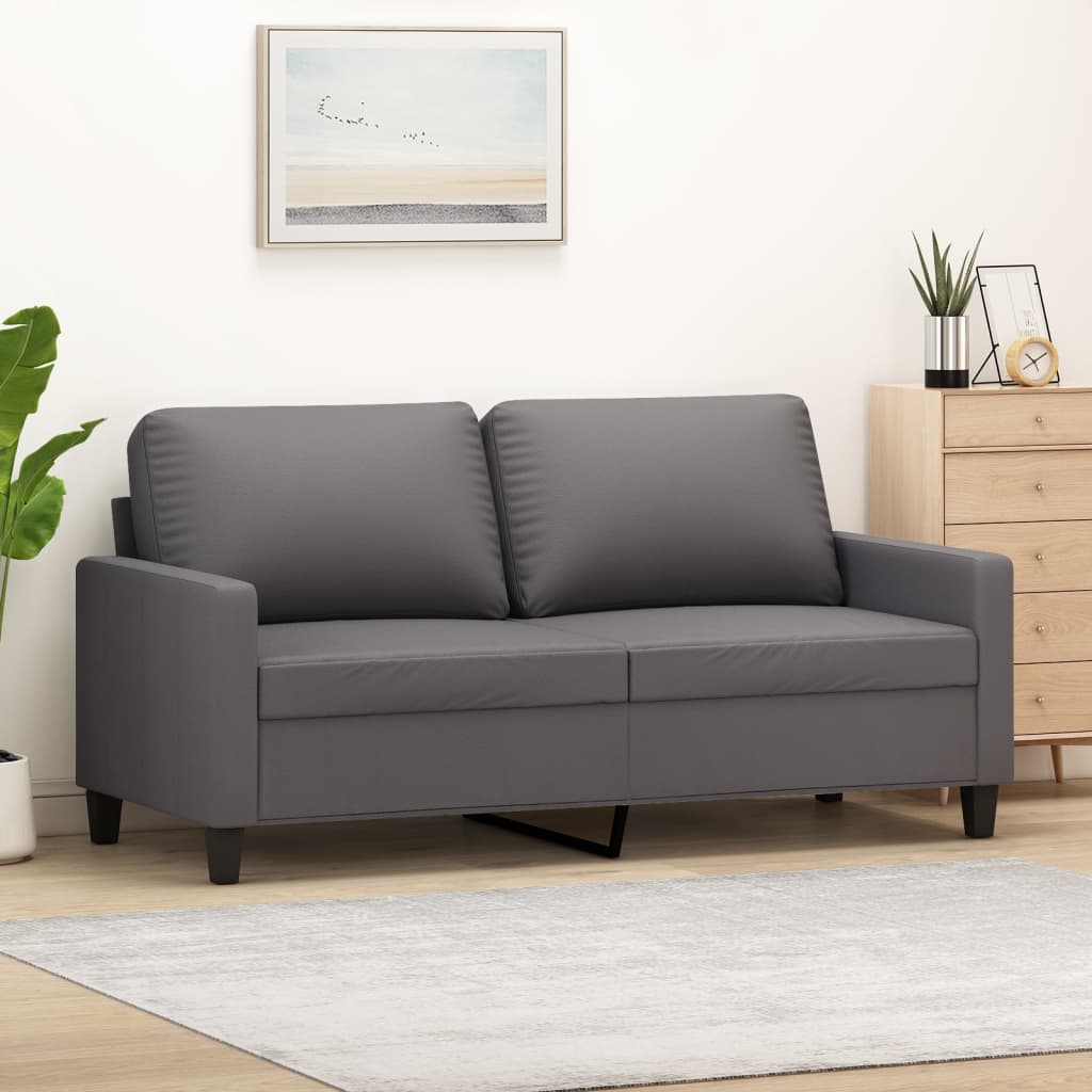 2-seater sofa gray 140 cm faux leather