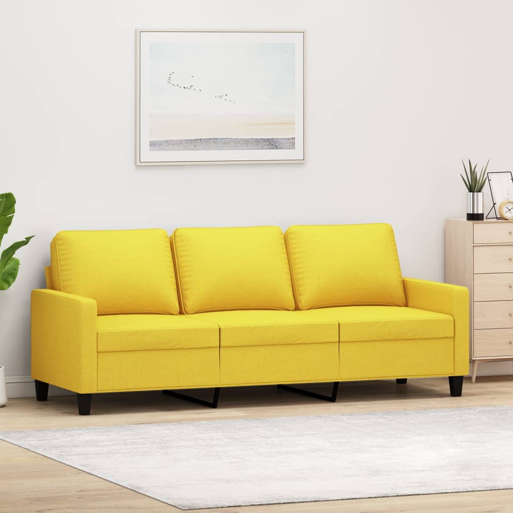 3-seater sofa light yellow 180 cm fabric