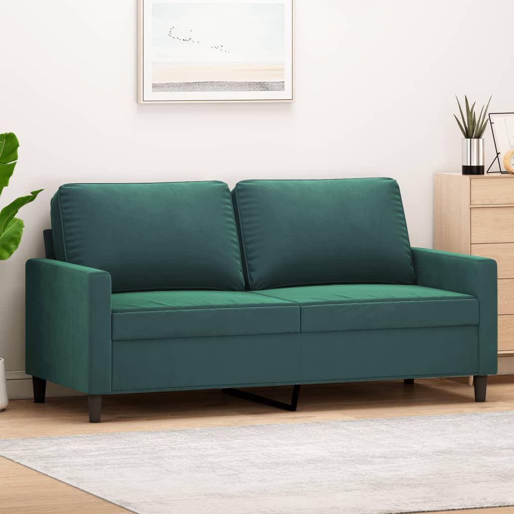 2-seater sofa dark green 140 cm velvet