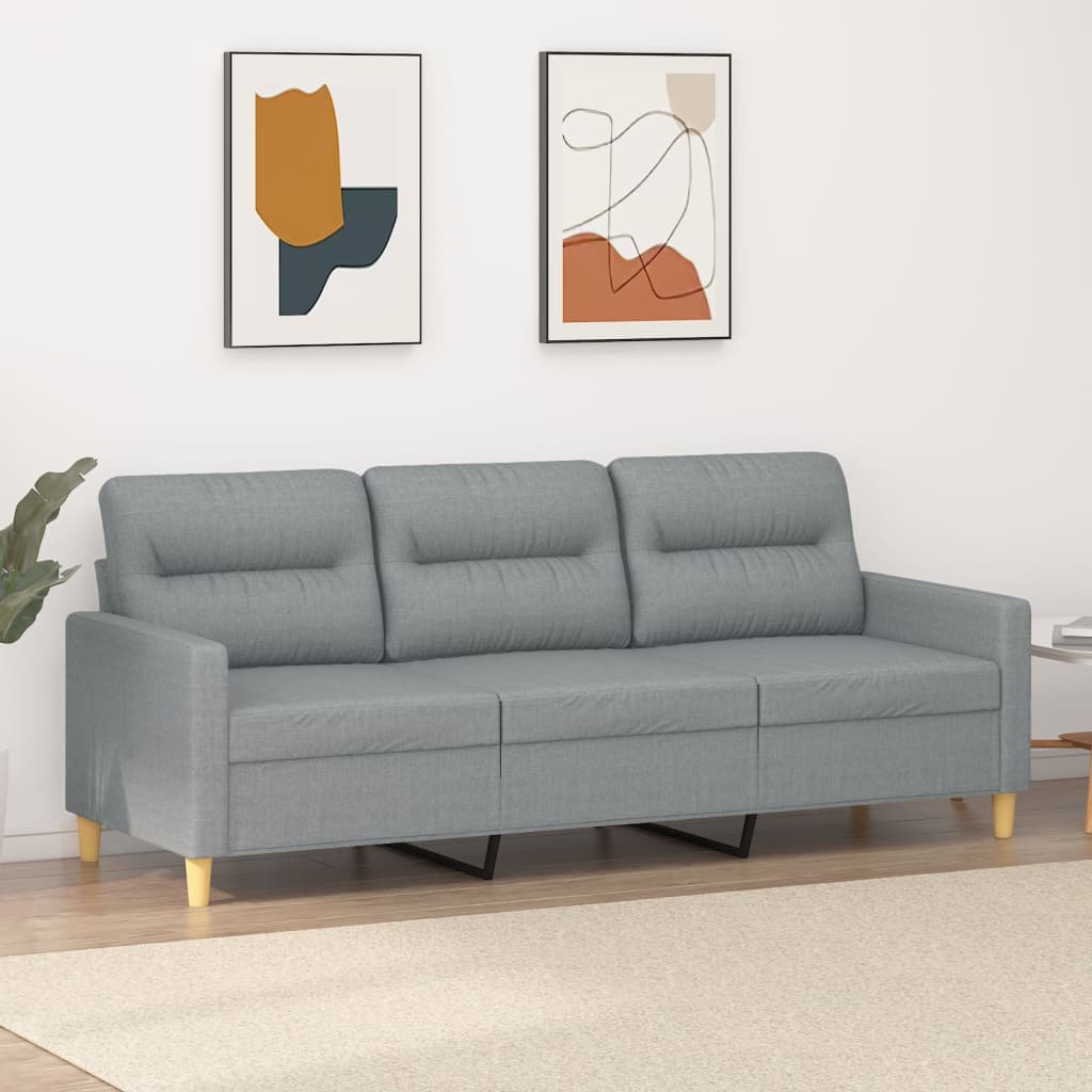 3 seater sofa light gray 180 cm fabric