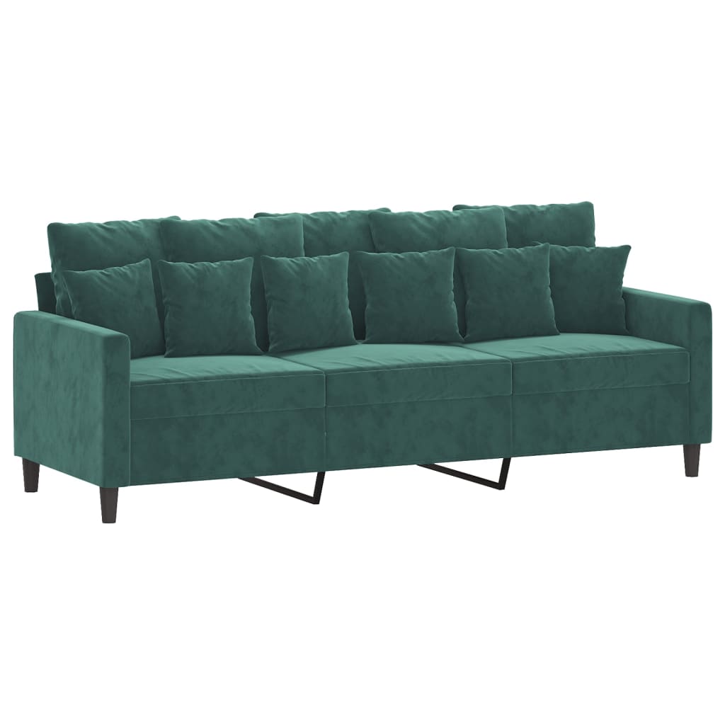 3-seater sofa dark green 180 cm velvet