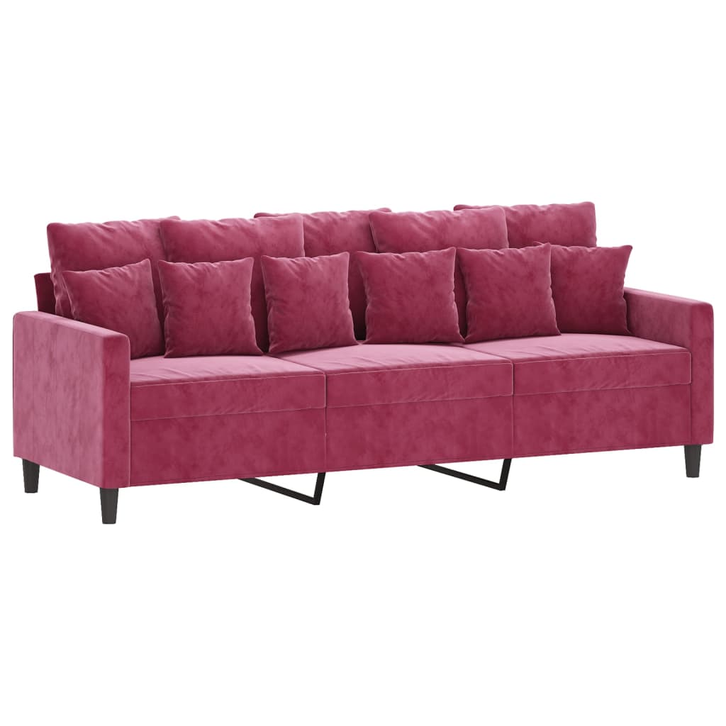 3-Sitzer-Sofa Weinrot 180 cm Samt