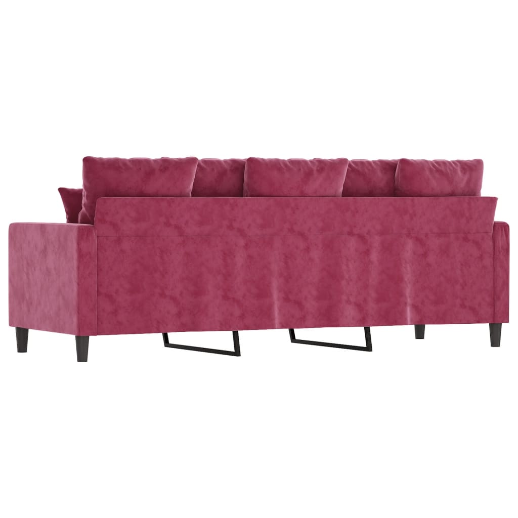 3-seater sofa wine red 180 cm velvet