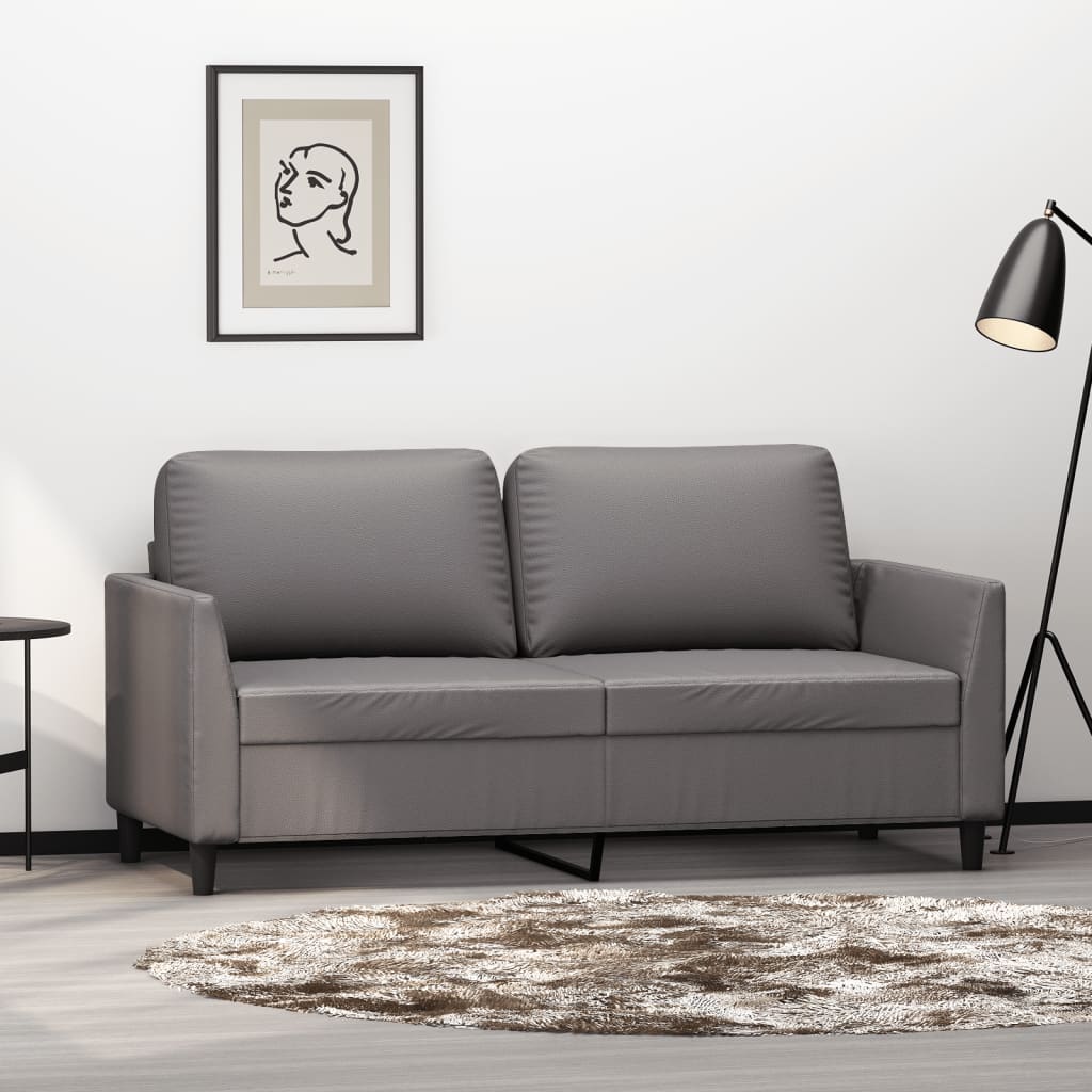 2-seater sofa gray 140 cm faux leather