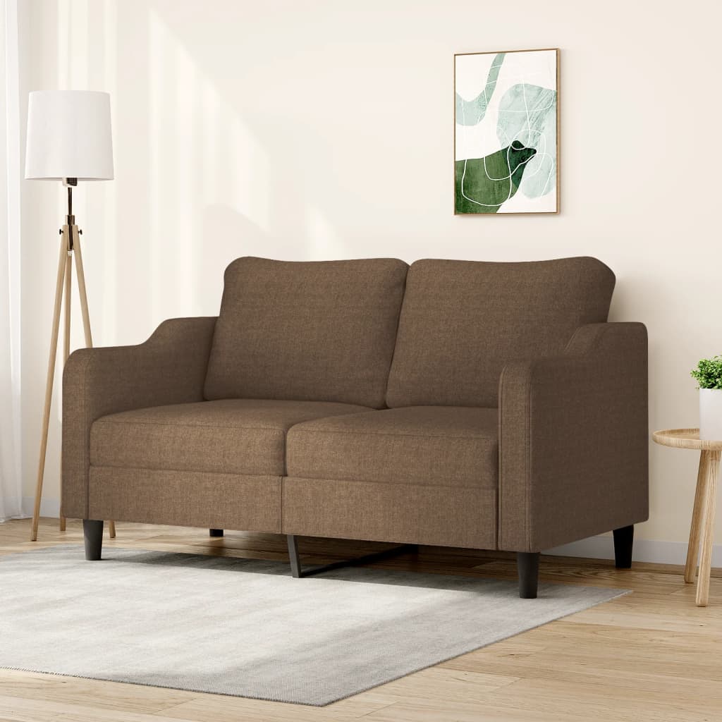 2 seater sofa brown 140 cm fabric