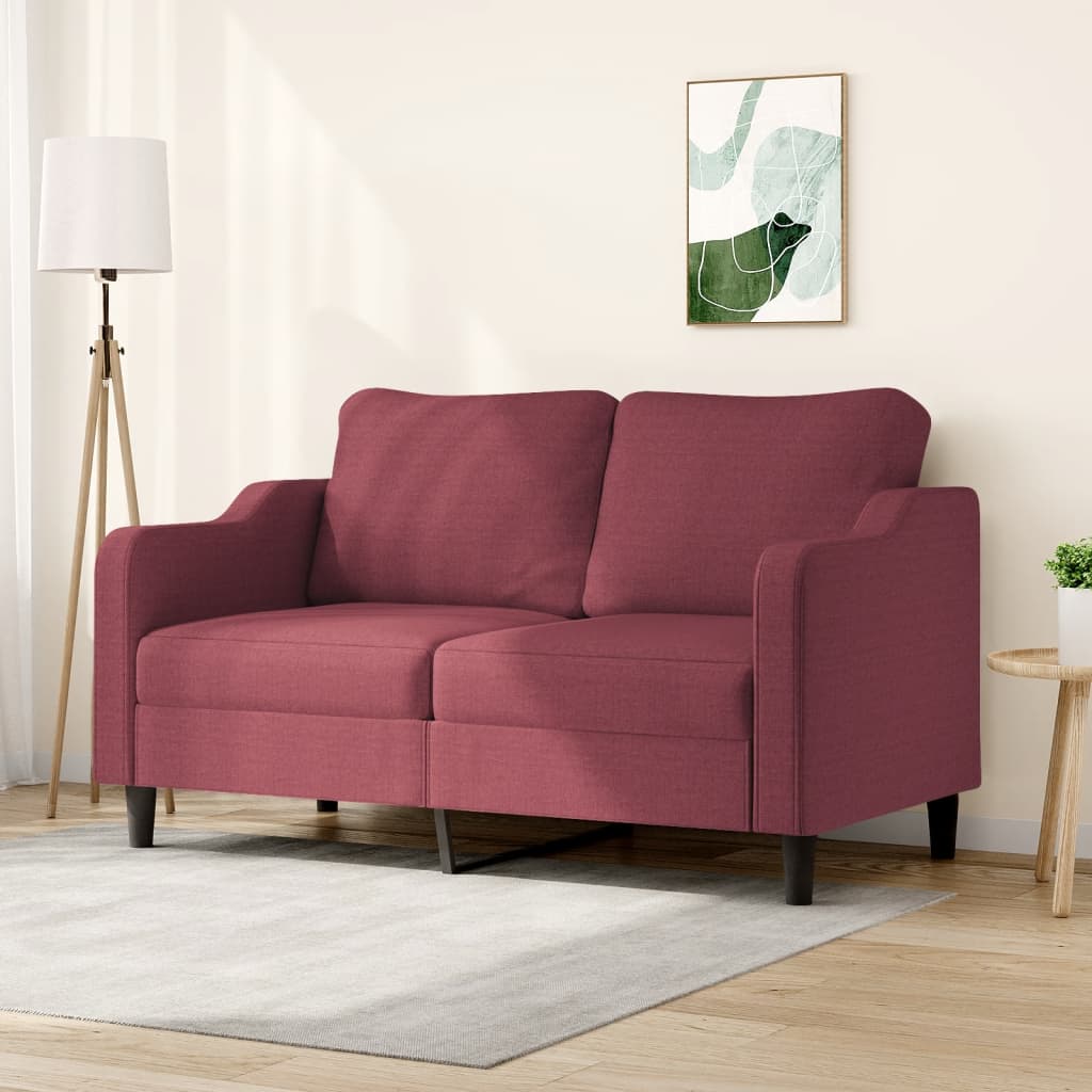 2 seater sofa wine red 140 cm fabric