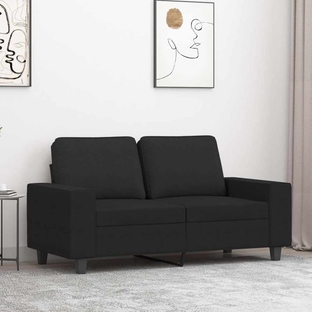 2 seater sofa black 120 cm fabric