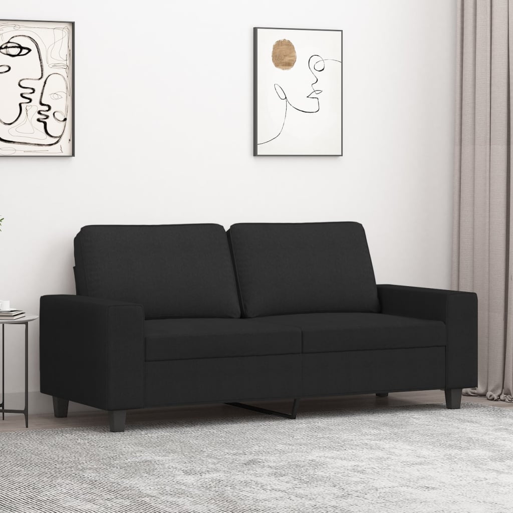 2 seater sofa black 140 cm fabric