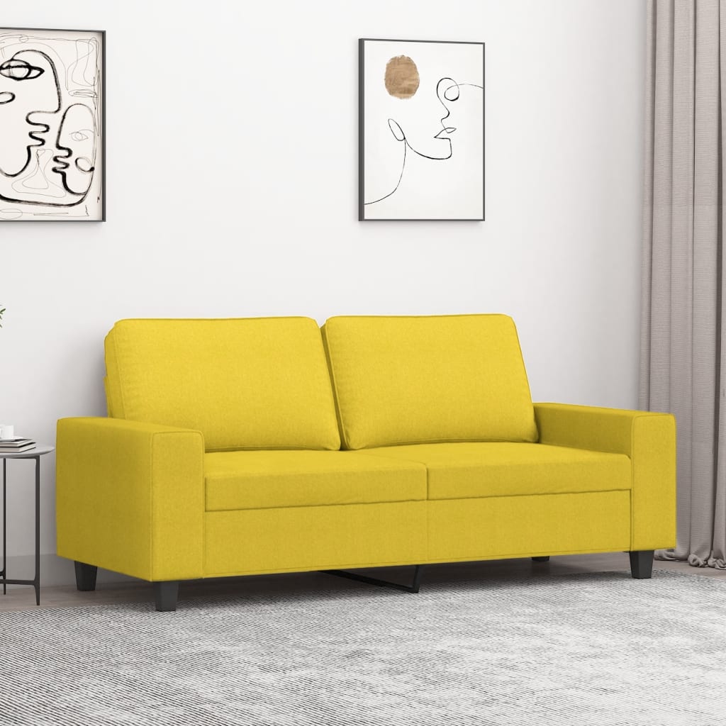 2-seater sofa light yellow 140 cm fabric