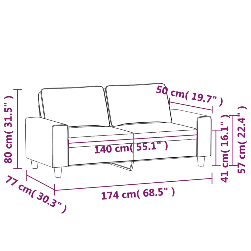 2-Sitzer-Sofa Taupe 140 cm Stoff