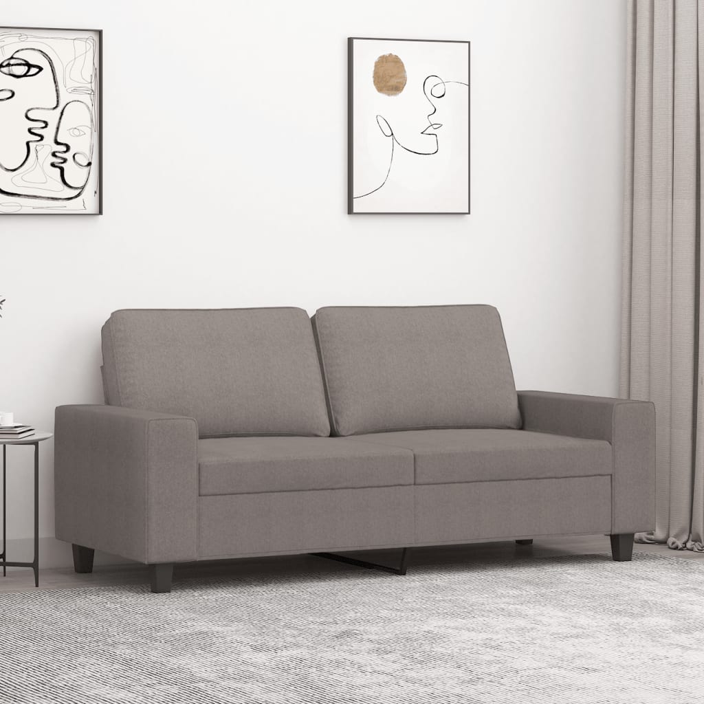 2 seater sofa taupe 140 cm fabric