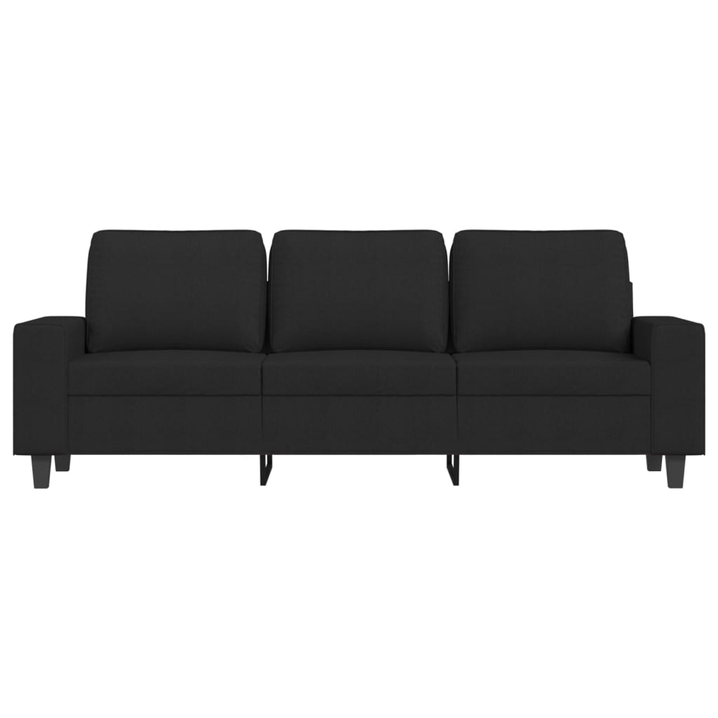 3 seater sofa black 180 cm fabric