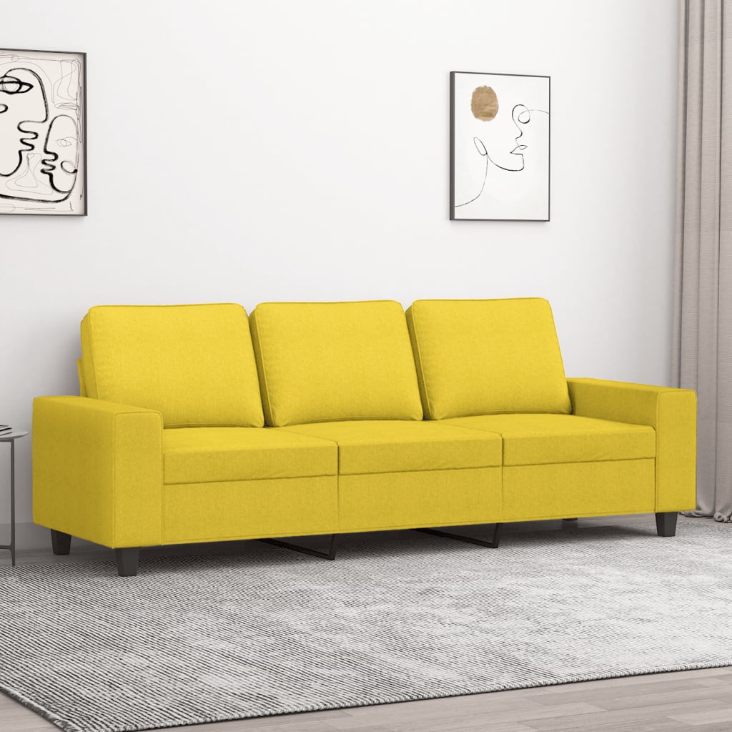 3-seater sofa light yellow 180 cm fabric
