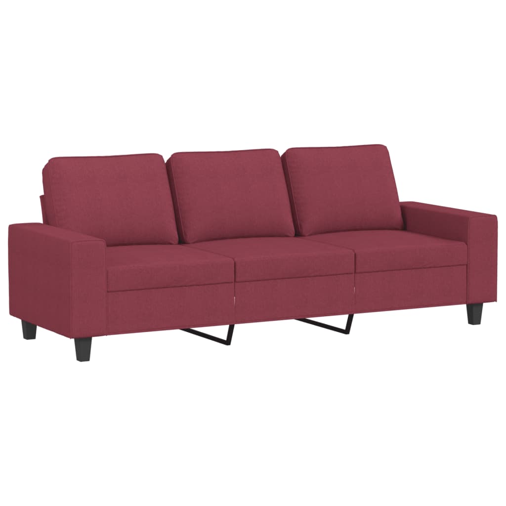 3 seater sofa wine red 180 cm fabric