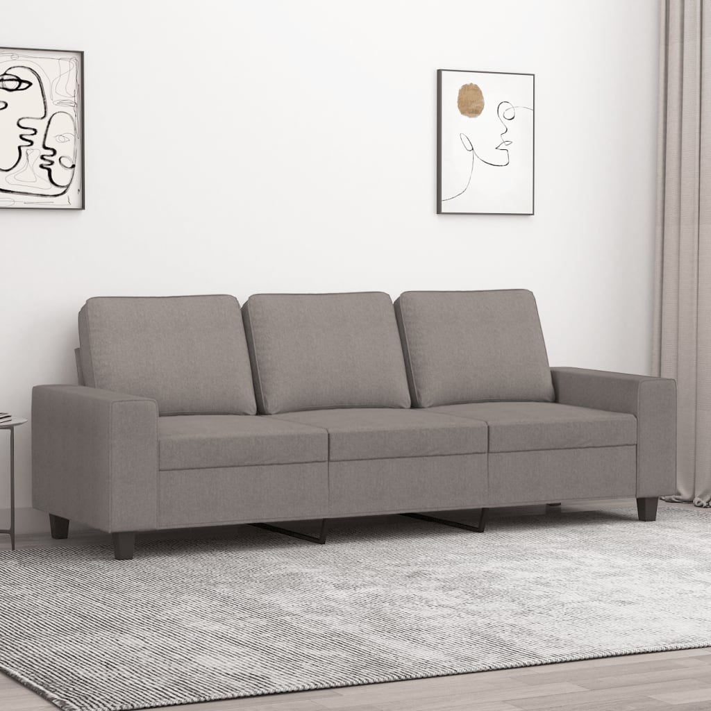 3 seater sofa taupe 180 cm fabric