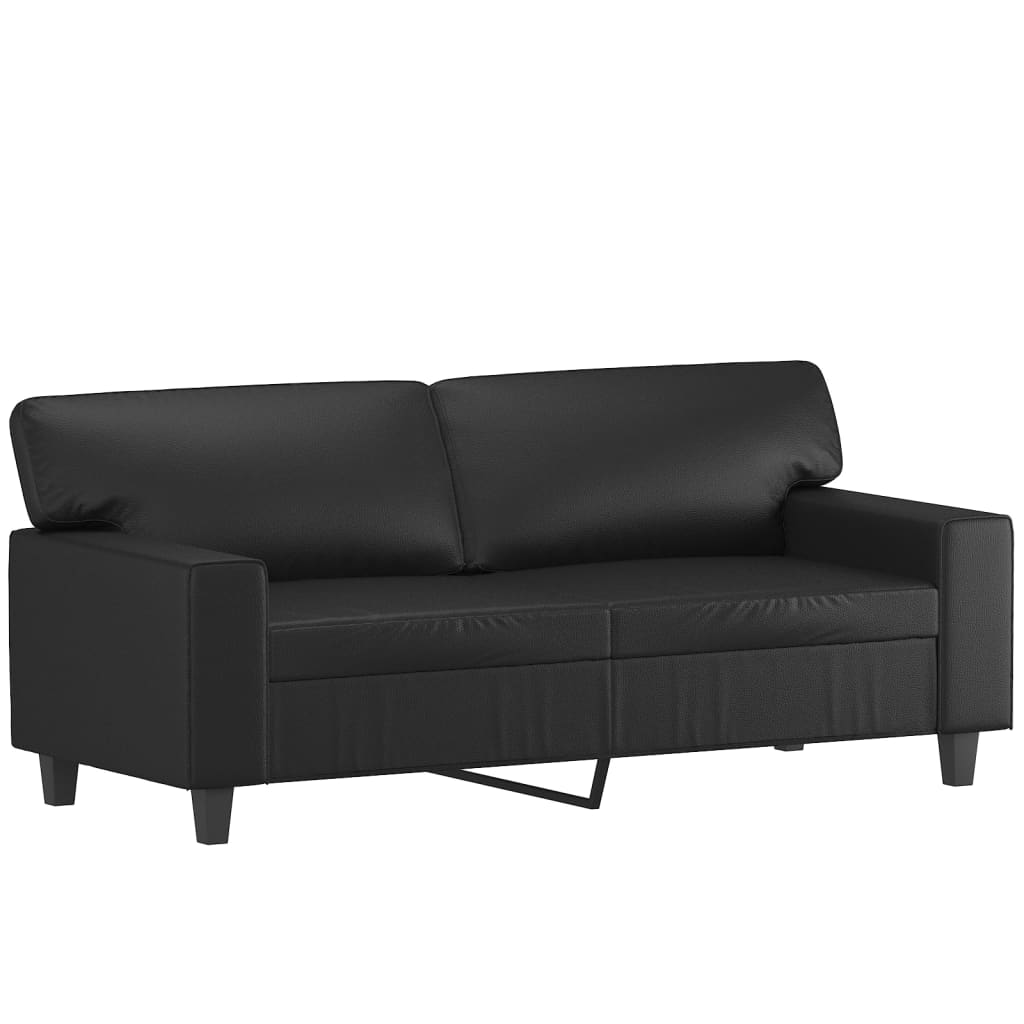 2-seater sofa black 140 cm faux leather