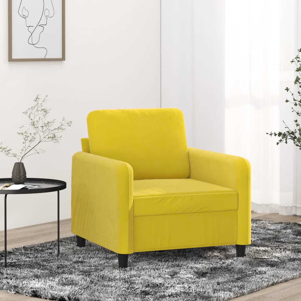 Yellow armchair 60 cm velvet