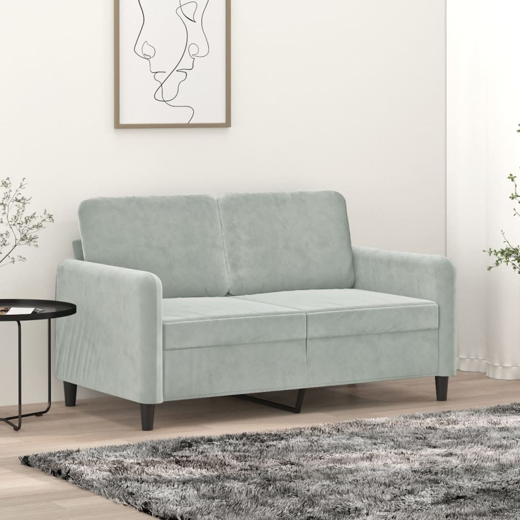 2-seater sofa light gray 120 cm velvet