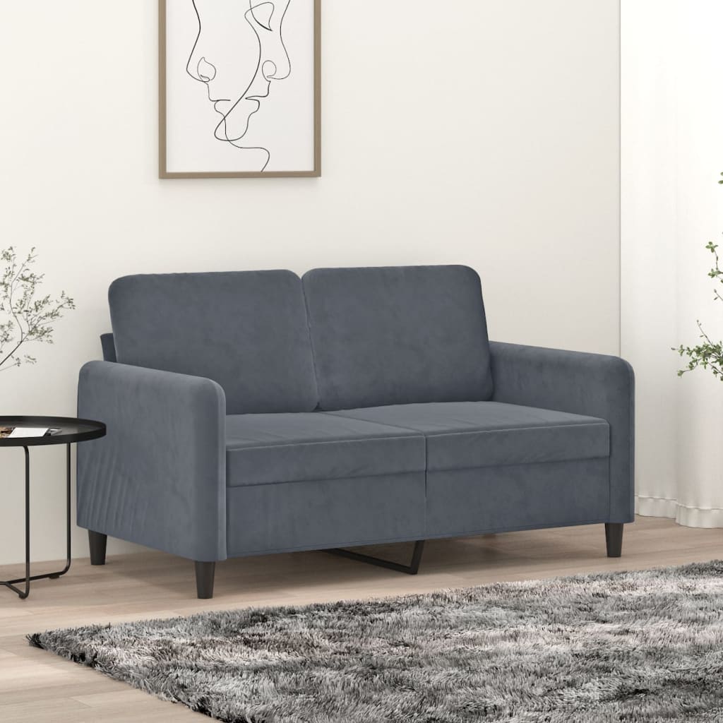 2-seater sofa dark gray 120 cm velvet
