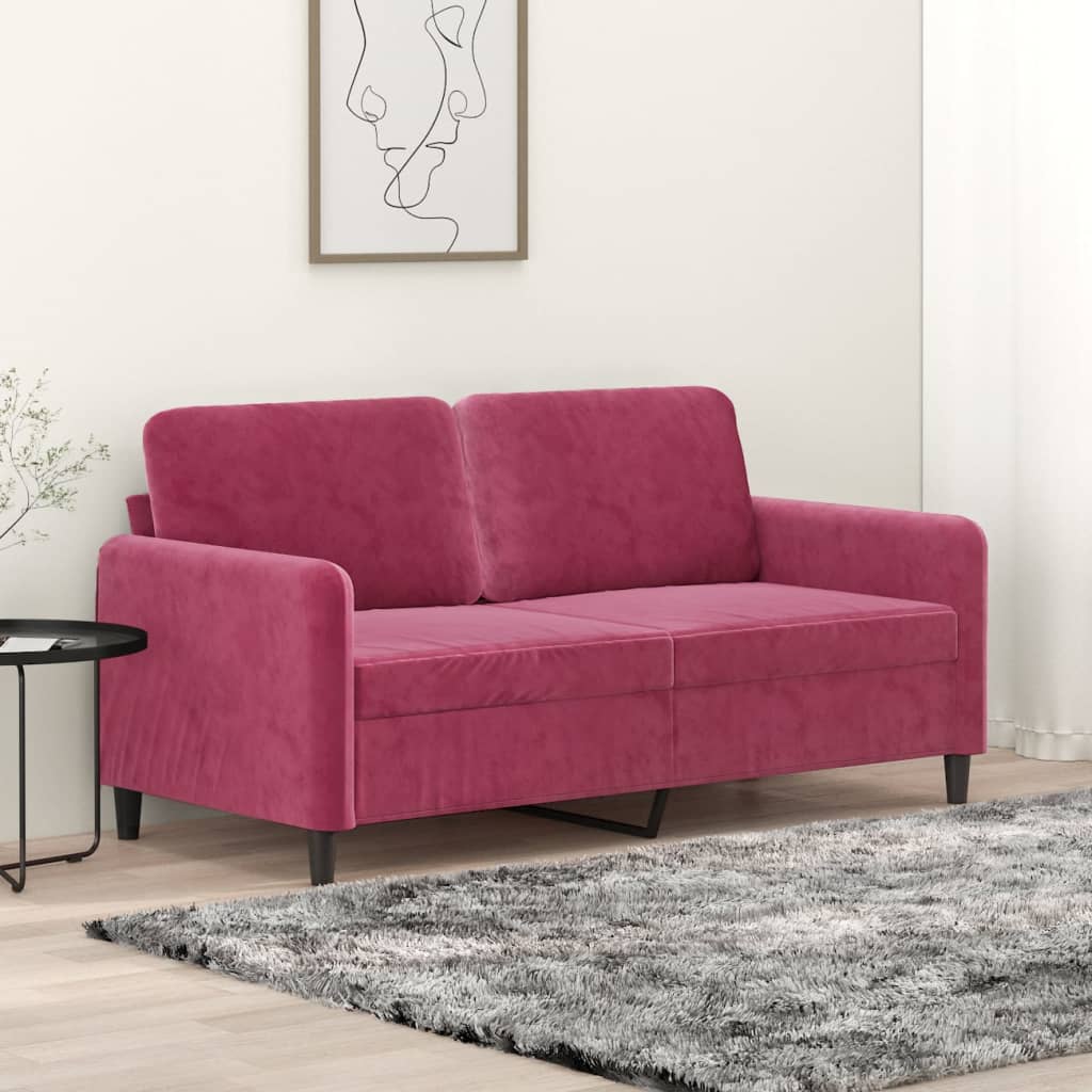 2-seater sofa wine red 140 cm velvet