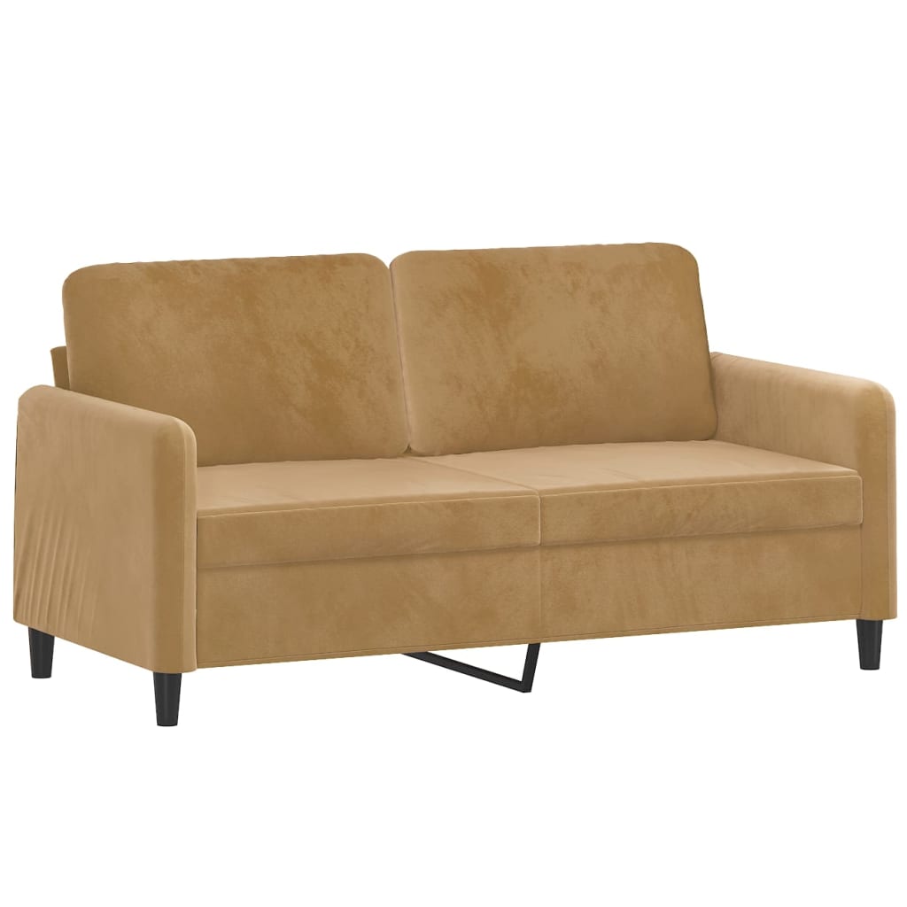 2-seater sofa brown 140 cm velvet