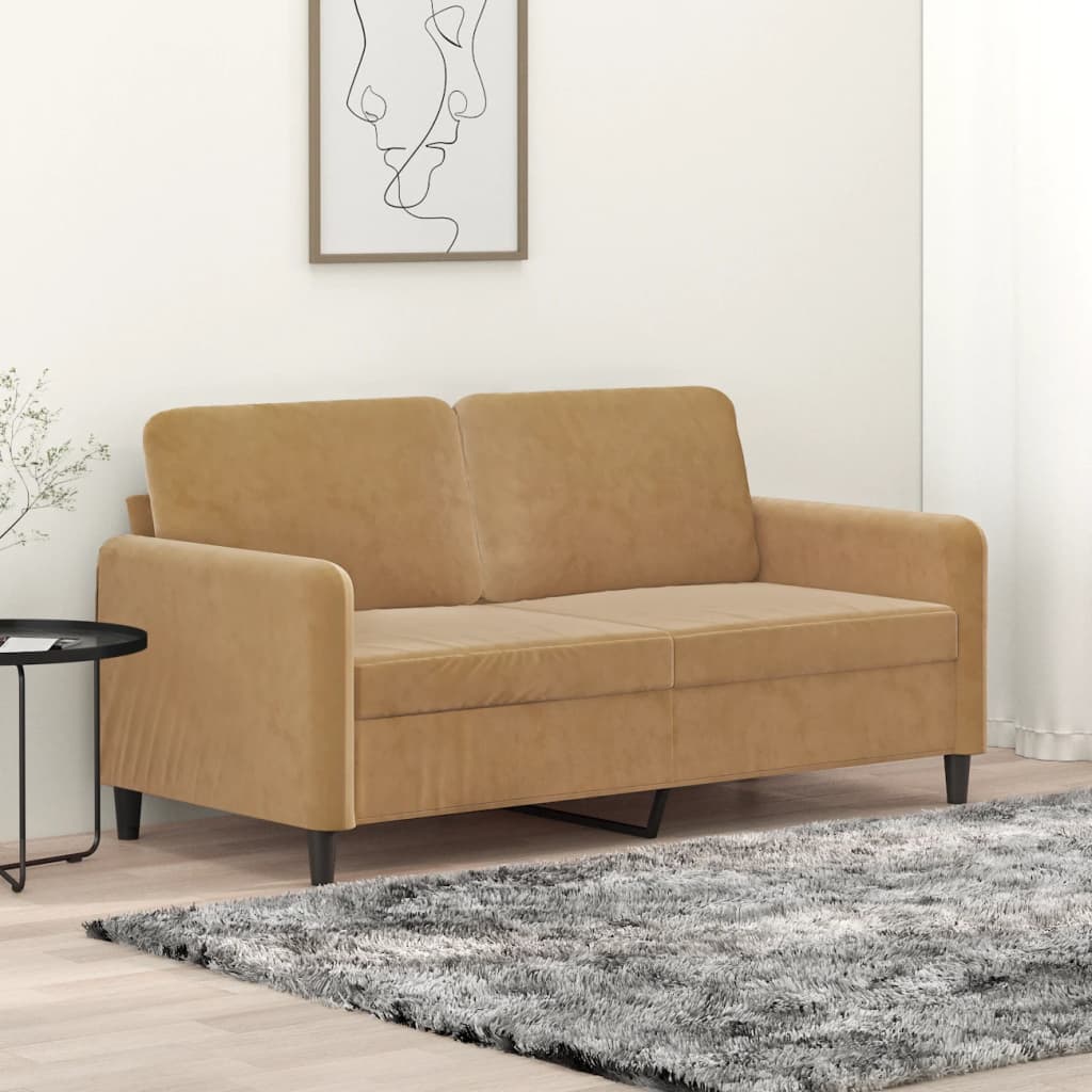 2-seater sofa brown 140 cm velvet