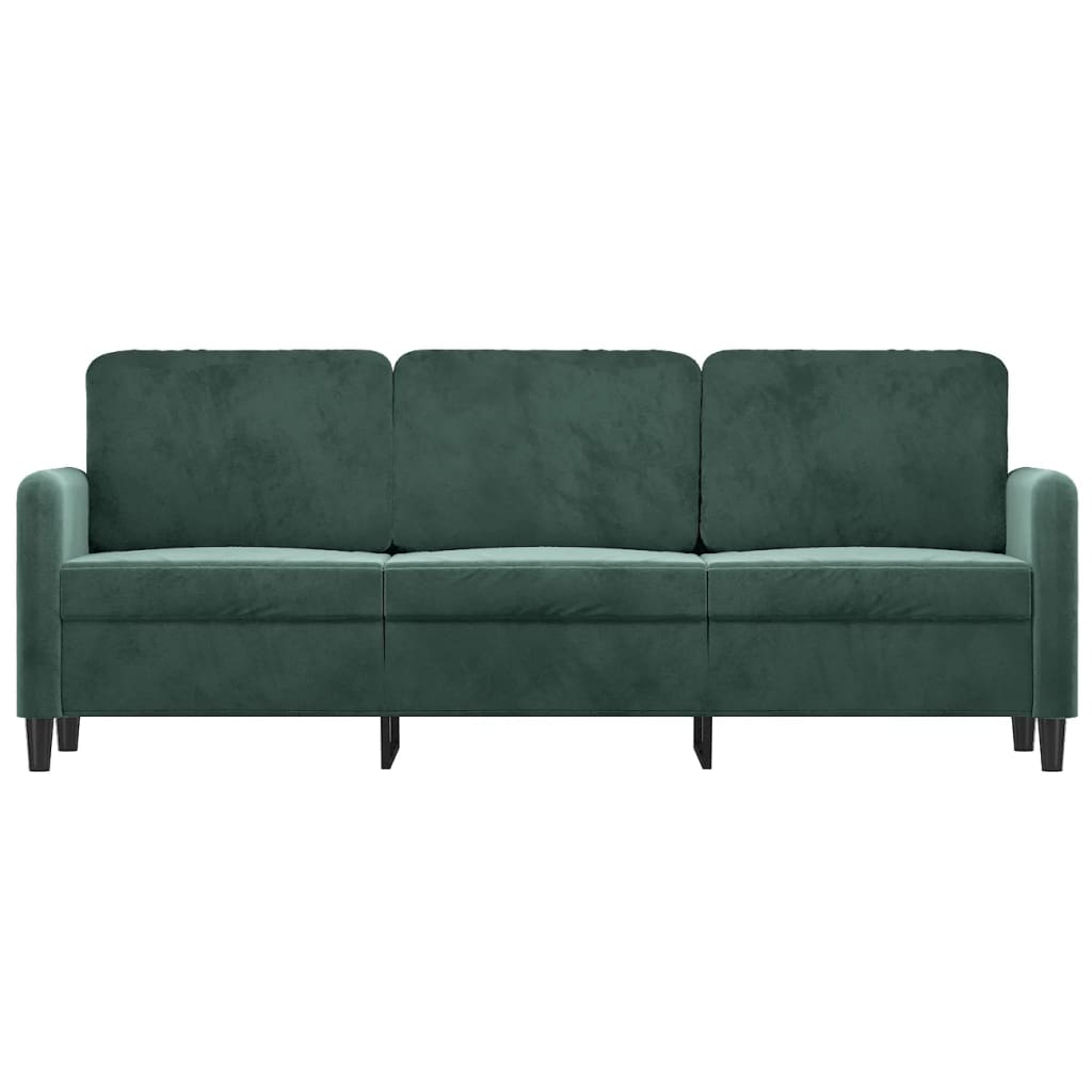 3-seater sofa dark green 180 cm velvet