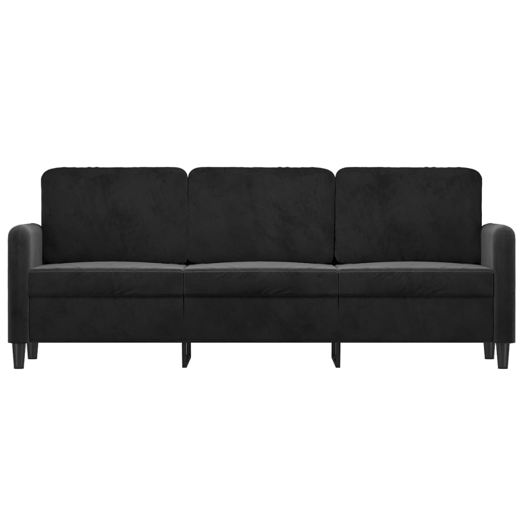 3-seater sofa black 180 cm velvet
