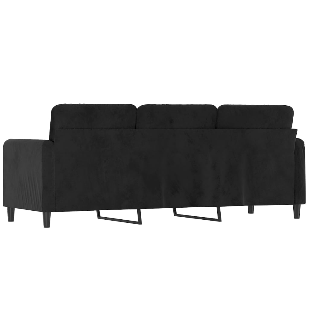 3-seater sofa black 180 cm velvet