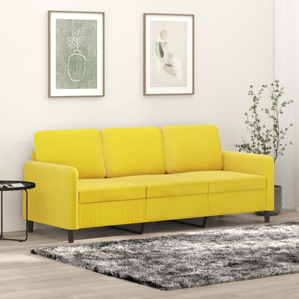 3-seater sofa yellow 180 cm velvet