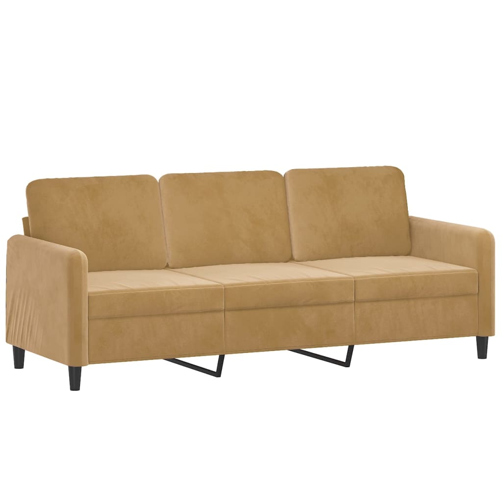 3-seater sofa brown 180 cm velvet