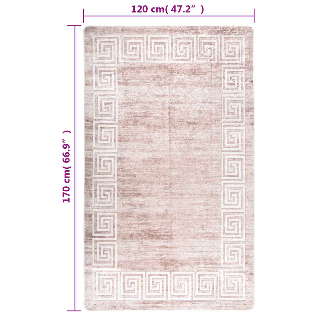 Teppich Waschbar Beige 120x170 cm Rutschfest