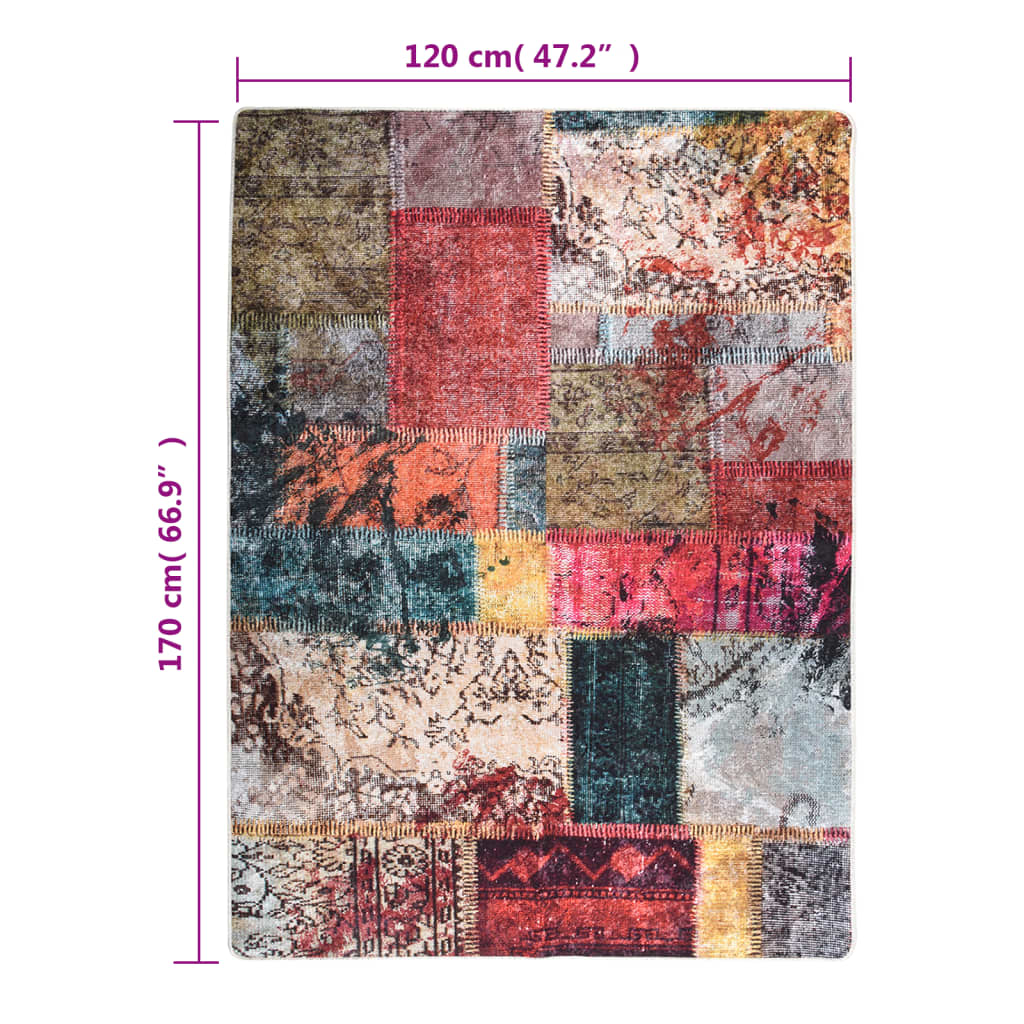 Teppich Waschbar Patchwork Mehrfarbig 120x170 cm Rutschfest