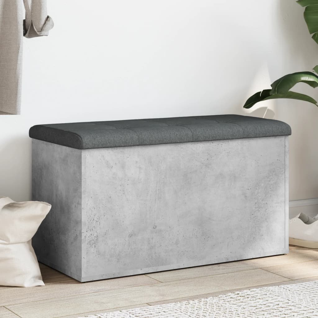 Bench with storage space concrete gray 82x42x45 cm made of wood
