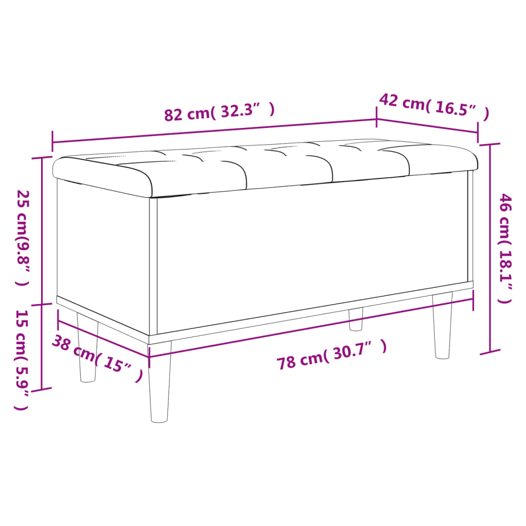 Sitzbank mit Stauraum Weiß 82x42x46 cm Holzwerkstoff