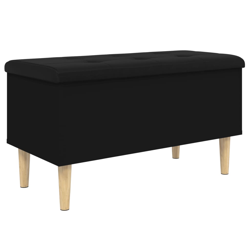 Bench with storage space black 82x42x46 cm made of wood