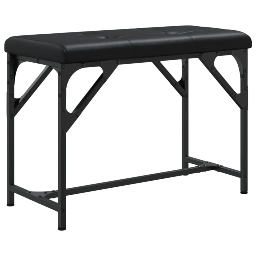 Dining bench black 62x32x45 cm steel and imitation leather