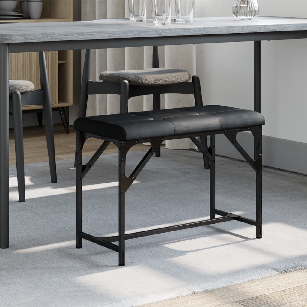 Dining bench black 62x32x45 cm steel and imitation leather