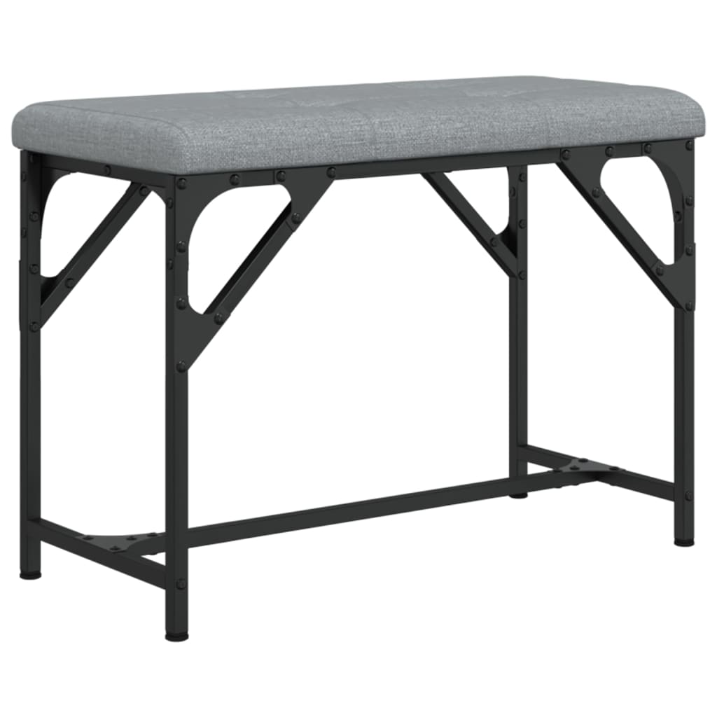 Dining bench light gray 62x32x45 cm steel and fabric