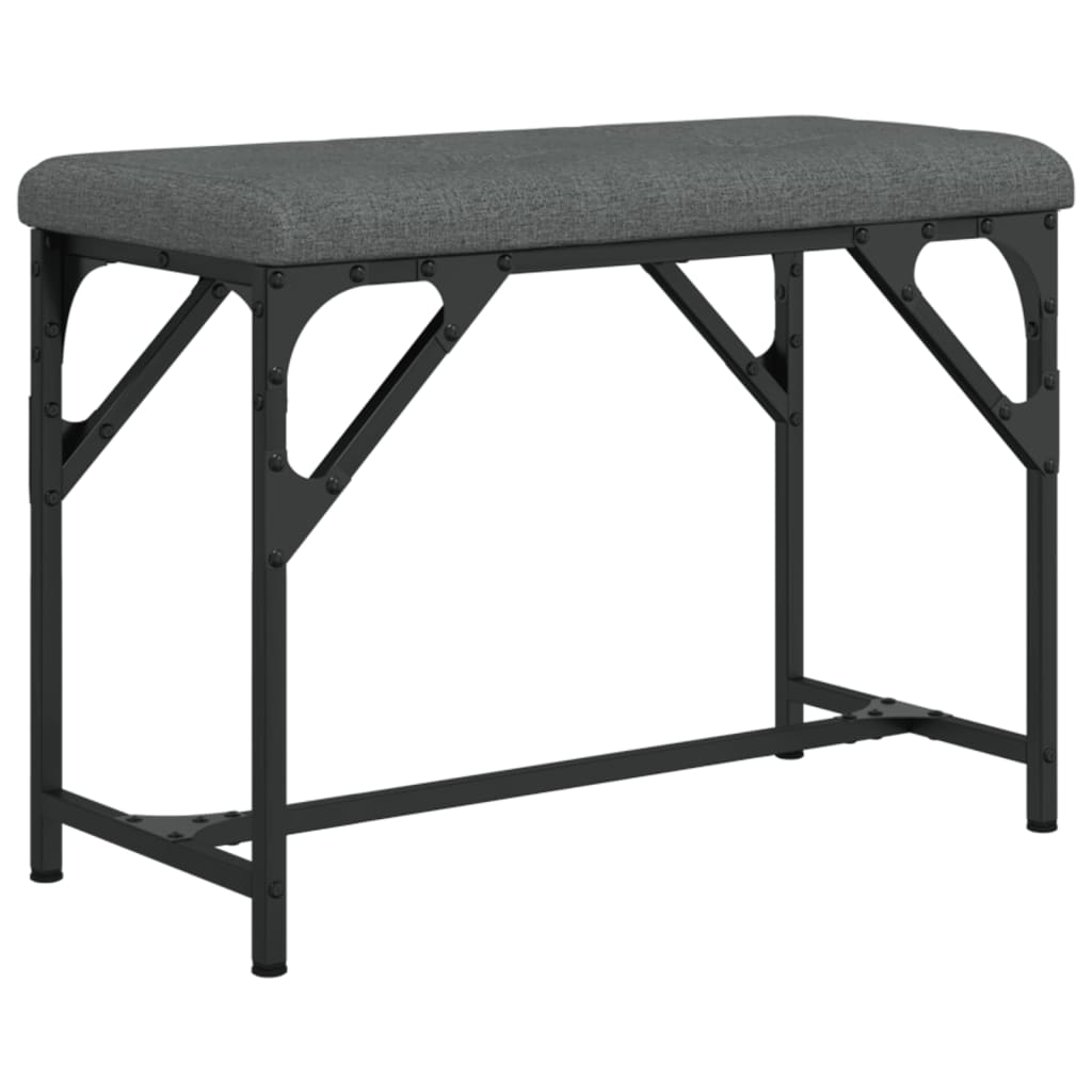 Dining bench dark gray 62x32x45 cm steel and fabric