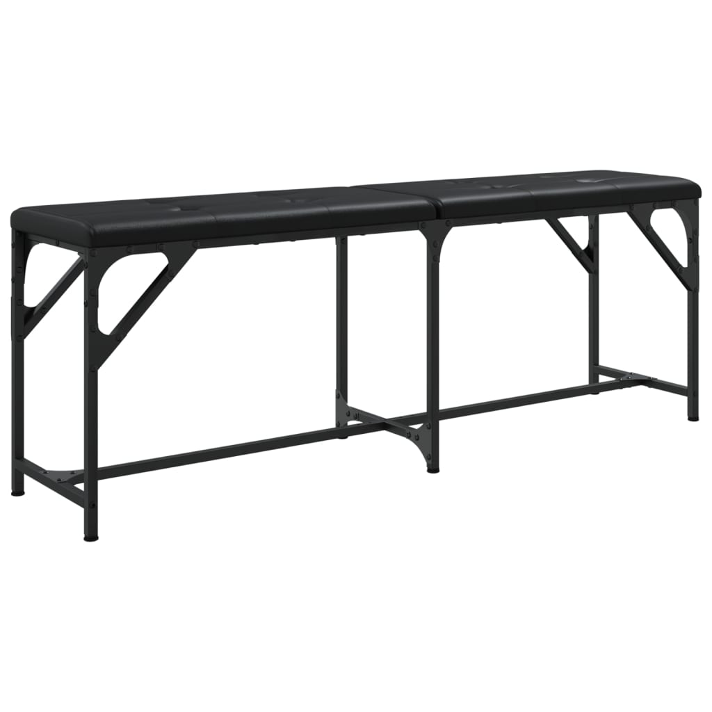 Dining bench black 124x32x45 cm steel and imitation leather