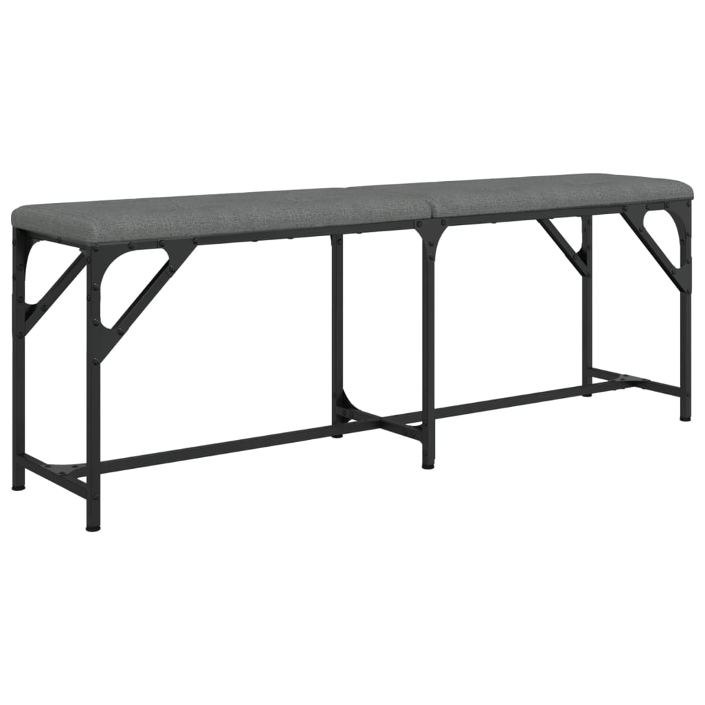 Dining bench dark gray 124x32x45 cm steel and fabric