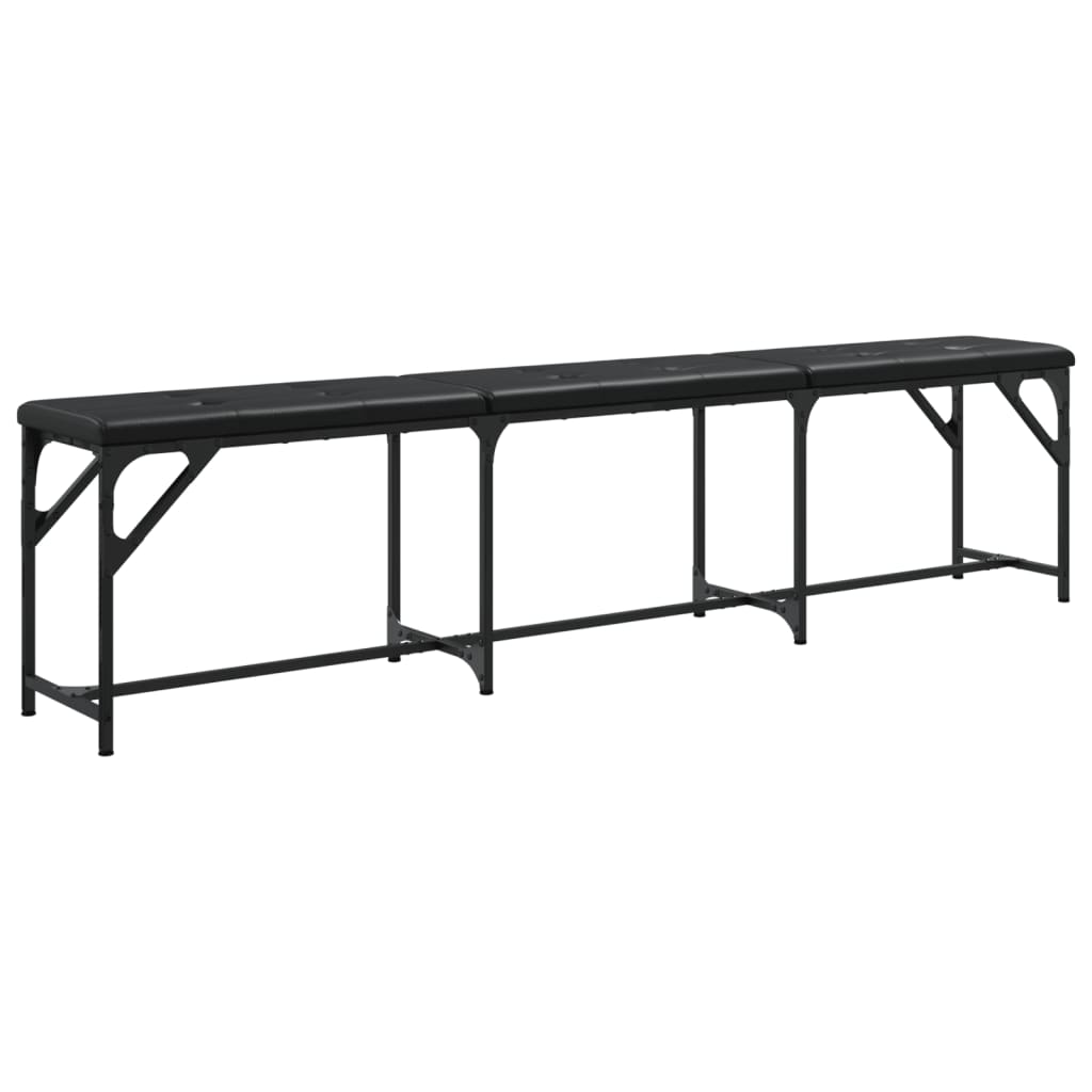 Dining bench black 186x32x45 cm steel and imitation leather